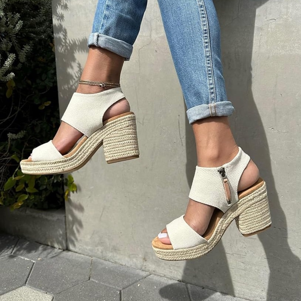 Tom’s Majorca Rope Platform Sandal Natural Basket Weave - Picture 12 of 13